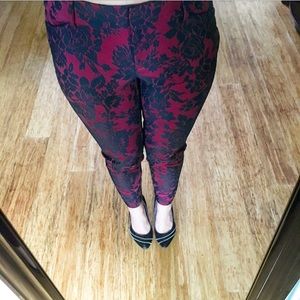 Red with black lace ankle pant